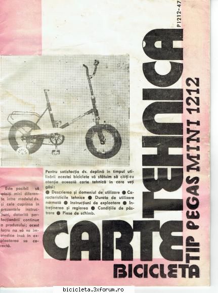 carte tehnica bicicleta tip pegas mini 1212 carte tehnica bicicleta tip pegas mini 1212