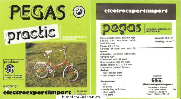 un pliant in engleza, fapt ce denota exportul acestui model pegas practic